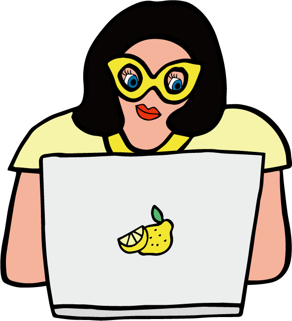 パソコンに向かう女の子のイラスト